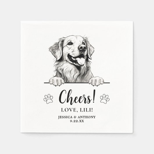 Golden Retriever Dog Drawing Gepersonaliseerde Pro Servet (Voorkant)