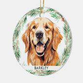 Golden Retriever Dog Elegant Waterverf Kerstmis Keramisch Ornament (Links)