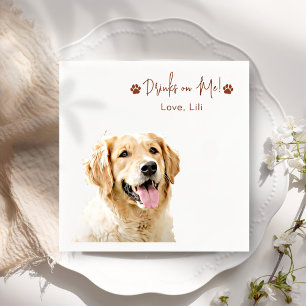 Golden Retriever Dog gepersonaliseerde Drinken op Servet