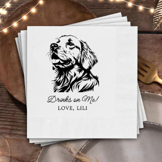 Golden Retriever Dog gepersonaliseerde Drinken op Servet