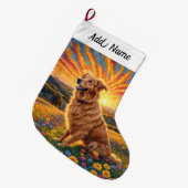 Golden Retriever Dog Grote Kerstsok (Voorkant (Hangend))