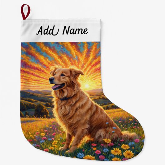 Golden Retriever Dog Grote Kerstsok (Voorkant)