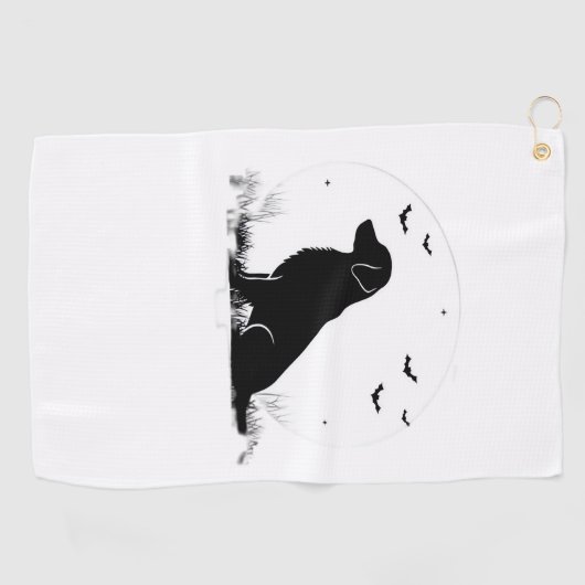 Golden Retriever Dog – Halloween Moon Silhouette O Golfhanddoek (Horizontaal)