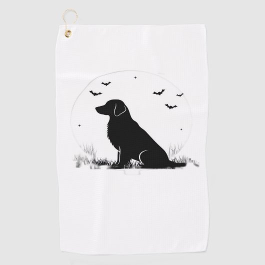 Golden Retriever Dog – Halloween Moon Silhouette O Golfhanddoek (Voorkant)