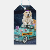 Golden Retriever Dog Halloween Truck Scary Night Cadeaulabel (Achterkant)