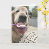 Golden Retriever Dog Het is altijd Ice Cream O'Clo Kaart (Gele Bloem)