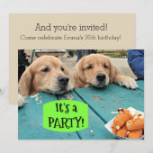 Golden Retriever Dog Het is een feestuitnodiging Kaart (Voorkant / Achterkant)