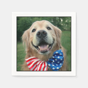 Golden Retriever Dog in Bow Stropdas Independence  Servetten