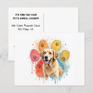 Golden Retriever Dog in een pootafdruk Briefkaart