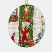 Golden Retriever Dog kerst Keramisch Ornament (Links)