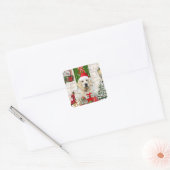 Golden Retriever Dog kerst Vierkante Sticker (Envelop)