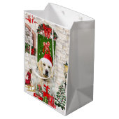 Golden Retriever Dog kerstcadeau Medium Cadeauzakje (Achterkant Gekanteld)