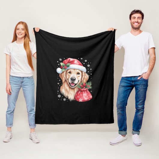 Golden Retriever Dog kerstfeest Fleece Deken (In situ)