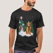 Golden Retriever Dog kerstmis snowman - kerstboom T-shirt (Voorkant)