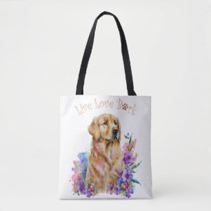 Golden Retriever Dog Mam Floral Draagtas