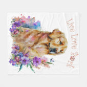 Golden Retriever Dog Mam Floral Fleece Deken (Voorkant (Horizontaal))