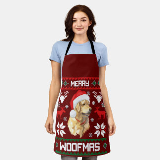 Golden Retriever Dog Merry Woofmas kerstSweat Schort