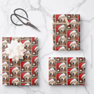 Golden Retriever Dog met Red Santa Hat Kerstmis Inpakpapier Vel