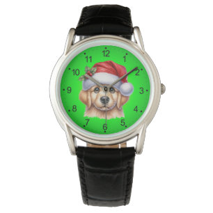 Golden Retriever Dog met Santa Claus Style-82535 Horloge