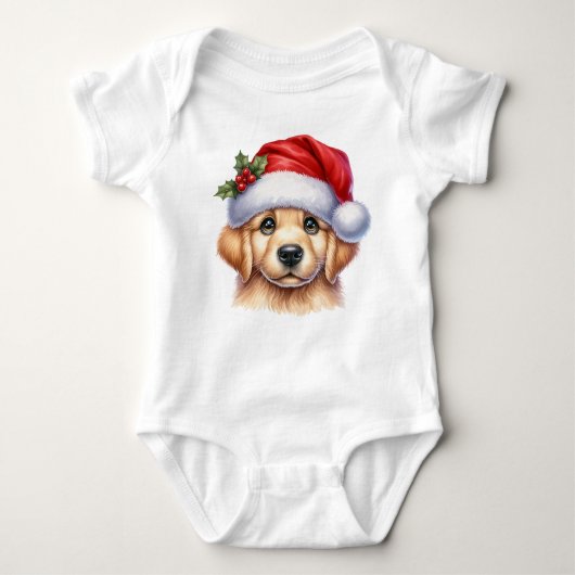 Golden Retriever Dog met Santa Claus Style-82535 Romper (Voorkant)