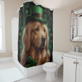 Golden Retriever Dog op St. Patrick's Day Douchegordijn (In situ)