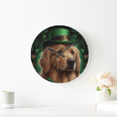 Golden Retriever Dog op St. Patrick's Day Grote Klok (Huis)