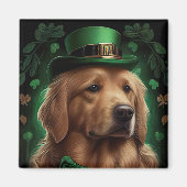 Golden Retriever Dog op St. Patrick's Day Magneet (Voorkant)