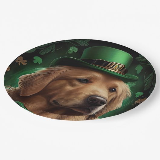Golden Retriever Dog op St. Patrick's Day Papieren Bordje (Gekanteld)