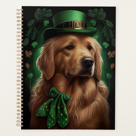 Golden Retriever Dog op St. Patrick's Day Planner (Voorkant)