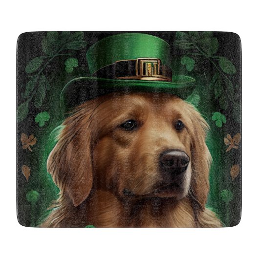 Golden Retriever Dog op St. Patrick's Day Snijplank (Voorkant)