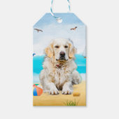 Golden Retriever Dog op strand Cadeaulabel (Voorkant)