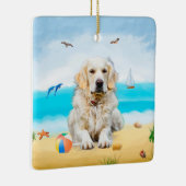 Golden Retriever Dog op strand Keramisch Ornament (Rechts)