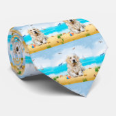 Golden Retriever Dog op strand Stropdas (Opgerold)