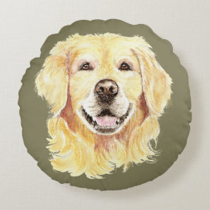 Golden Retriever Dog Pet Animal Art Rond Kussen