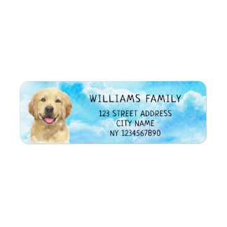 Golden Retriever Dog Pet Animal Waterverf Adres Etiket