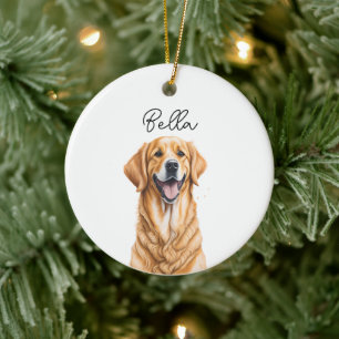 Golden Retriever Dog Pet Custom Kerstmis Keramisch Ornament