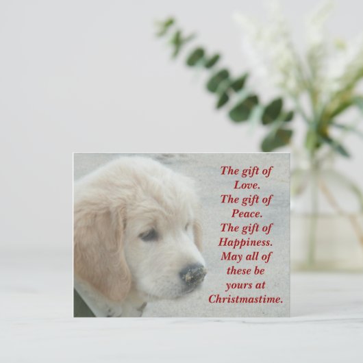Golden Retriever Dog Puppy Kerst briefkaart (Staand voorkant)