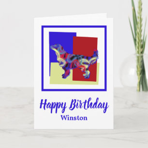 Golden Retriever Dog Red Blue Yellow Birthday Kaar Kaart