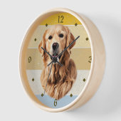 Golden Retriever Dog Retro Sunset Clock (Hoek)