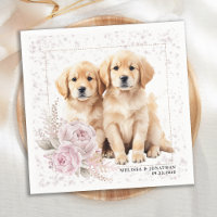 Golden Retriever Dog  Roze Bloemen Bruiloft