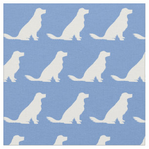 Golden Retriever Dog Silhouette Light Blue Stof