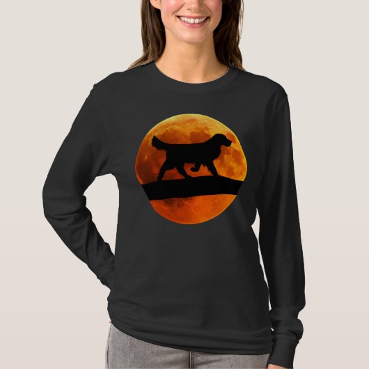 Golden Retriever Dog Silhouette Moon T-shirt (Voorkant)