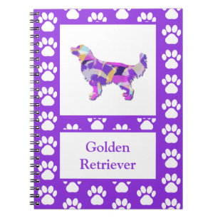 Golden Retriever Dog Silhouette Paw Paarse PY&B Notitieboek