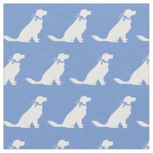 Golden Retriever Dog Silhouette Pet Light Blue Stof