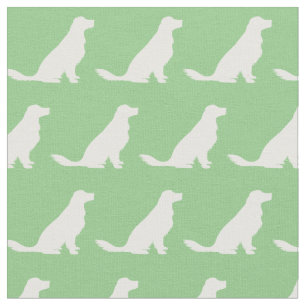 Golden Retriever Dog Silhouette Pet Sage Green Stof