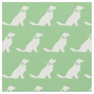 Golden Retriever Dog Silhouette Pet Sage Green Stof