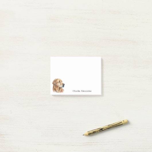 Golden Retriever Dog Simple Modern Personalized Post-it® Notes (Op bureau)