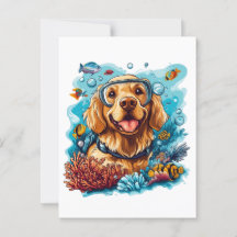 Golden Retriever Dog Snorkeling Coral Reef
