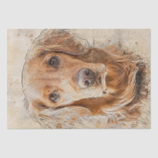 Golden Retriever Dog Waterverf Tissuepapier (Voorkant)