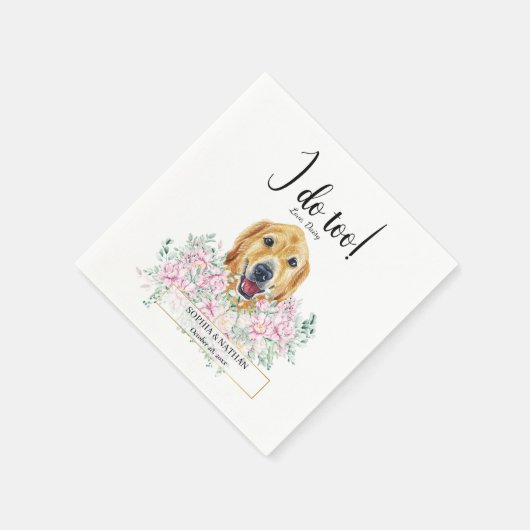 Golden Retriever Dog Wedding Cocktail Napkins Servet (Hoek)